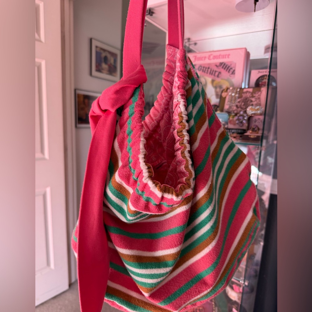 VINTAGE Juicy Couture Beach Surf Royalty Hobo Tote Bag🩷💚🎀 - Picture 3 of 11